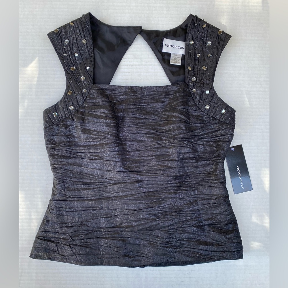 NWT VTG Victor Costa Fitted Body-con Beaded Sparkly Top Size 4